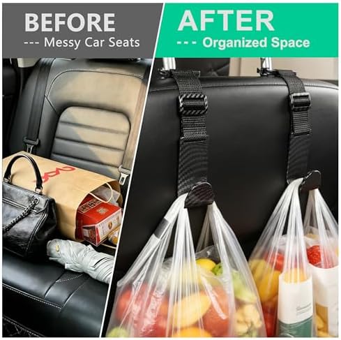 Amooca 4 Pack Anti-drop Headrest Hooks Adjustable Car Seat Organizer - Image 5