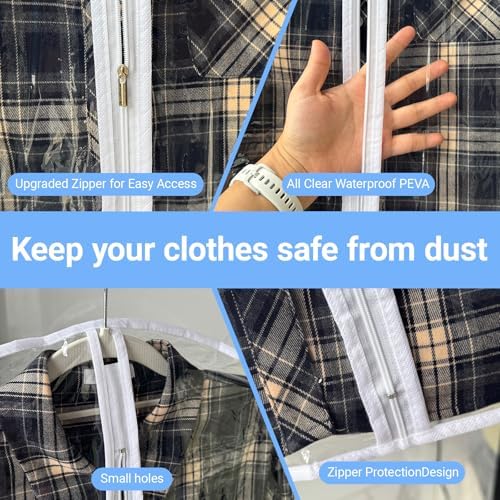 All Clear Garment Bags for Hanging Clothes, 40" (Set of 6) Suit Bags for Closet Storage, Plastic Dustproof Suit Cover Bags, Clothes Protectors Bag with zipper for Coats, Jackets, Shirts - Image 3