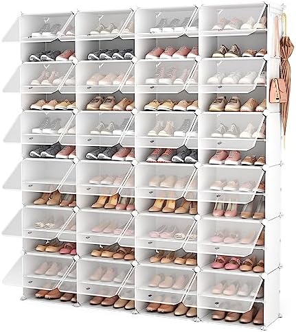 ROJASOP Shoe Storage Cabinet, 12-Tier Shoe Organizer 96 Pairs Extra Large Plastic Shoe Rack with Covers Portable Shoe Rack Organizer with Doors Big Shoe Rack for Closet Entryway Bedroom by ROJASOP