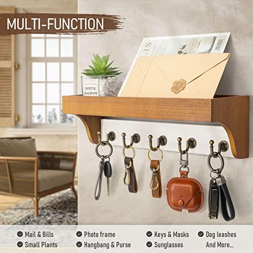 Rebee Vision Key Holder Wall Mount for Home Decor, Light Brown & White - Image 2