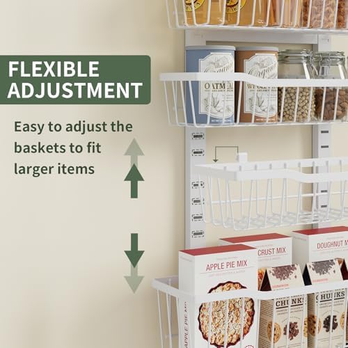 Eastherry Over The Door Organizer，8-Tier Over The Door Pantry Organizer with Adjustable Baskets，Metal Hanging Pantry Organizers and Storage for Kitchen, Back of Door Seasoning Rack (White) - Image 3