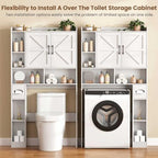 Vabches Over The Toilet Storage Cabinet with 2 Barn Doors, White - Image 4