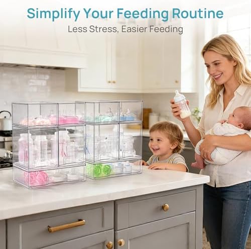 Vtopmart Clear Stackable Storage Drawers Set of 10, Baby Bottle Organizer - Image 4