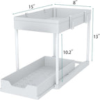 DEKAVA Cabinet, 2 Pack Under Sink Organizer, 2 Tier Sliding Bathroom Kitchen Organizer, Large White ABS Baskets, Easy Install & Clean - Image 4