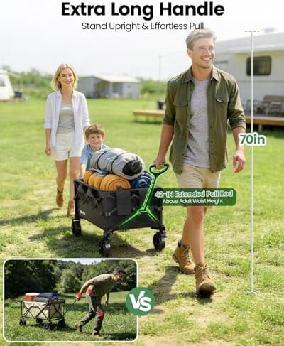 GVDV CW35 Plus Wagon Carts Foldable with Tailgate, 42 in Extended Handle - Image 2