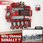 SUNALLY Power Tool Organizer, Wall Mount Garage Tools Storage Rack, Red - Image 3