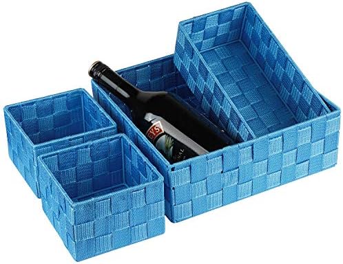 Posprica Woven Storage Baskets for Organizing, Small Black Baskets Cube Bin Container Tote Organizer Divider for Drawer, Closet, Shelf, Dresser, Set of 4(Navy) - Image 4