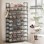 Shoe Rack, 10 Tier Shoe Storage Organizer with Hooks,Fit 40-45 Pairs Shoes,Nonwoven Fabric Tall Shoe Shelf for Closet,Entryway, Hallway,Garage,Bedroom,Cloakroom - Image 6