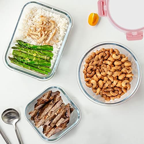 KOMUEE 30 Pieces Glass Food Storage Containers Set, Pink - Image 6