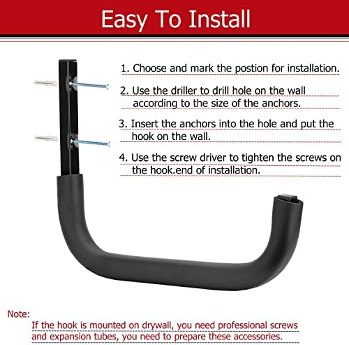 Heavy Duty Garage Storage Hooks, 12.4 Inch Ladder Storage Hanger, Wall Mount Utility Hook for Outdoor Indoor Organizer Folding Chairs, Bike, Tools, Water Pipes - Image 4