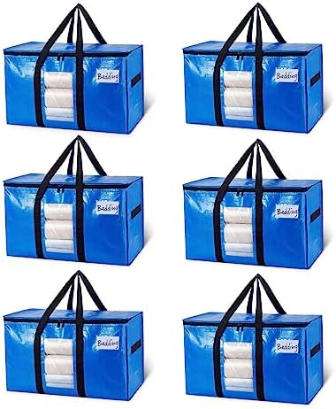 TAILI 6 Pack Blue Extra Large Moving Bags,Storage Bags with Visible Window by TAILI