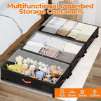 Under Bed Storage with Wheels,2-Pack Under Bed Storage Containers with Clear Lids,XXL Large Under the Bed Storage Organizer Bins With Handles,Space Saving Design for Clothes,Shoes,Books-Black - Image 5