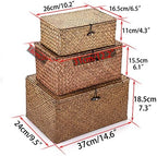 Hipiwe Set of 3 Seagrass Storage Baskets with Lid - Large Woven Wicker Bins - Image 6