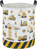 ESSME Kids Laundry Basket,Car Hamper Collapsible Canvas Waterproof Storage Bin for Boys, Nursery Hamper,Gift Baskets,toy bins(Engineering vehicle) by ESSME