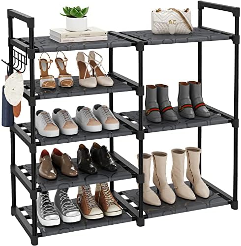 CSXGBAB Black Tubes Closet Shoe Rack, Boot Rack, 5 Tier Oxford Fabric Shelf, Easy Assembly, Sturdy and Durable, Holds Up to 30 lbs by CSXGBAB