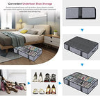 Onlyeasy Under Bed Shoe Storage Organizers for Kids and Adults Fit 14 Pairs of Shoes & 4 Pairs of Boots, Sturdy Underbed Organizer with 2 Strong Zippers and 4 Handles, Linen-like Grey, MXDUBS14S4 - Image 5