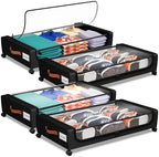 Under Bed Storage with Wheels, UnderBed Storage Containers with Clear Lid and Handles, XXL 60L Under the Bed Storage Bins Drawers for Clothes,Blankets,Shoes,Books (BLACK, 4 PACK) by Futego