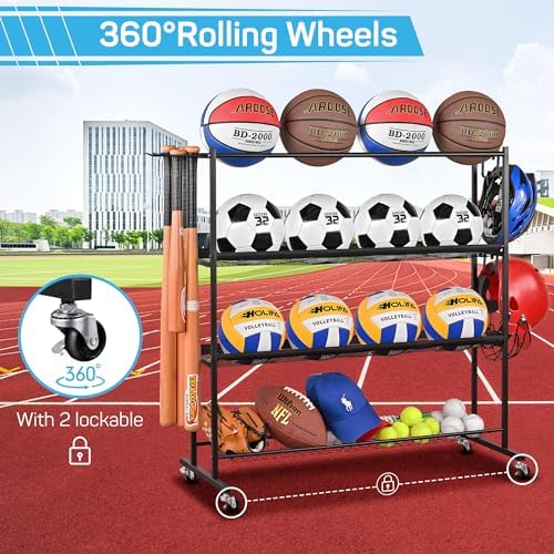 Mythinglogic 4-Tier Ball Storage Rack and Sports Equipment Organizer - Image 6