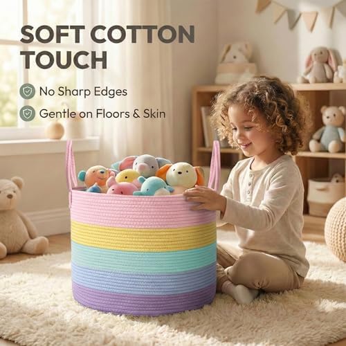 JMvicyroam 115L Extra Large Machine Washable Cotton Rope Blanket Basket - Image 4