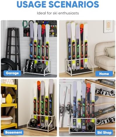 Mondazie Ski Storage Rack for Garage, 5 Pair White - Image 7