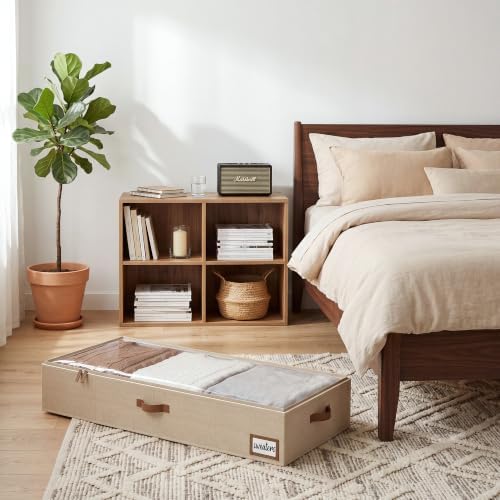 StorageWorks 7 Inch Low Profile Under Bed Storage Containers with Clear Lid | Reinforced Structure, Resists Sagging, Handles & Label Holder, Foldable Stackable Closet Storage for Clothes, Blankets, Toys - Image 5