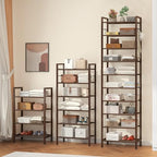 usikey 10 Tiers Narrow Shoe Rack 20-30 Pairs, Sturdy Metal Tall Shoe Rack Shelf with 4 Hooks, Slim Shoe Storage with Metal Shelf, Space Saving Vertical Shoe Organizer for Closet Entryway, Bronze - Image 4