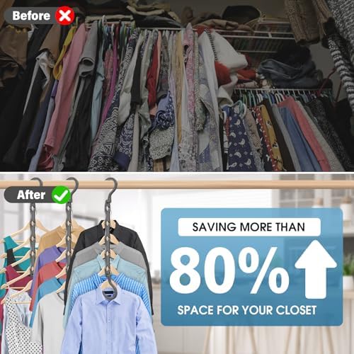 24 Pack Hangers Space Saving Magic Plastic Hanger Organizer Grey - Image 3