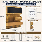 Mail Organizer Wall Mounted with Key Holder, Shelf, Light Wood - Image 2