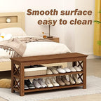 Bamworld Shoe Rack Bench with Storage 3 Tier Bamboo Shoe Bench Entryway Rustic Solid Wood Entryway Bench (X-Brown,39.4") - Image 4