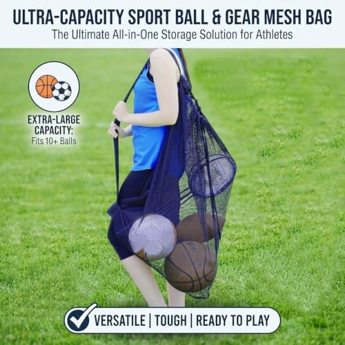 Heavy Duty Mesh Ball Bag, Drawstring Sport Equipment Storage Bag - Image 2