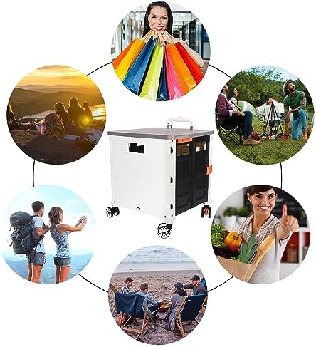FELICON SELORSS Foldable Utility Cart Folding Portable Rolling Crate-White - Image 6