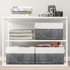 Fab totes Storage Bins 6-Pack, Foldable Storage Baskets for Organizing Toys, Books, Shelves, Closet, Large Storage Box with Rope Handles, Sturdy Organizer Bins, White & Black - Image 7