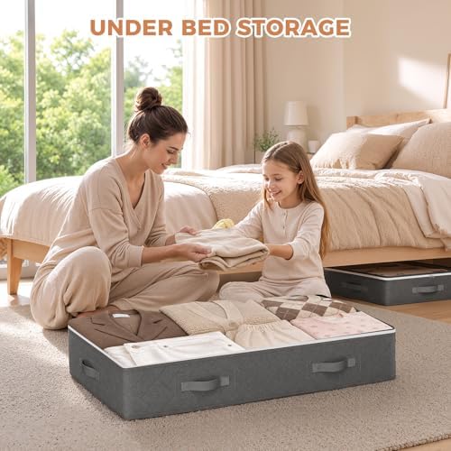 Budding Joy Under Bed Storage Containers, Storage Bins with Clear Lids | Underbed Storage Bags for Blankets, Towels, Comforter, Sweaters, Linen Sheets, Wrapping Paper - Image 2
