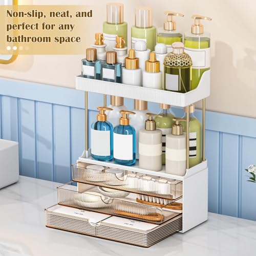 caktraie 3-Drawer 2-Tier Acrylic Makeup & Bathroom Vanity Organizer - Image 3