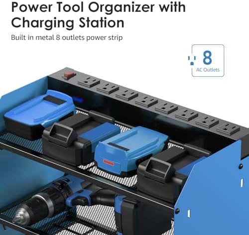 CCCEI Wall Mount Modular Tool Charging Organizer, Blue, 1 Pack, 3 Tier. - Image 2
