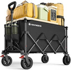 Collapsible Wagon Cart with Wheels, 330LBS for Grocery Shopping Camping by Raynesys