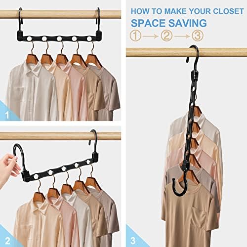 16 Pack Hangers Space Saving Magic Space Saver Smart Plastic Hangers Black | Clothes Hanger Organizer Closet Organizers and Storage for Closet Wardrobe Apartment College Dorm Room Essentials - Image 4