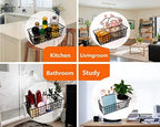 Joben Oligey 3 Set Hanging Wire Baskets ,Wall Mount Fruit Basket,No Drilling,Adhesive Small Metal Basket,Farmhouse Food Storage Mesh Bin Kitchen Pantry Laundry Bathroom Closet Garage RV ,Black - Image 4