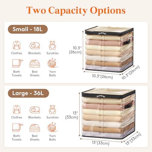 Lifewit 6 Pack Clear Clothes Storage Bags, Sweater Storage with Zipper, 36L - Image 2