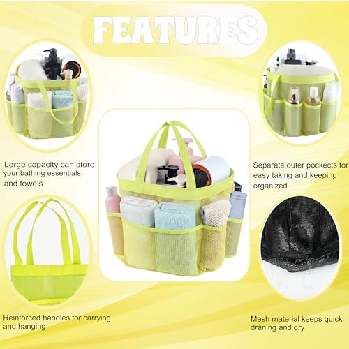 Mesh Shower Caddy Portable - 9 Pockets, Shower Bag for Dorm Room Camping - Image 6