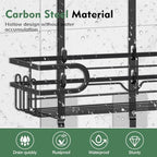 Shower Caddy Hanging, Over Head Shower Caddy Shower Storage Rack Basket with Hooks for Razor and Sponge Rustproof, No Drilling, Accessories for Bathroom and Kitchen, Black2 - Image 3