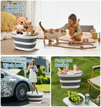 16L Collapsible Mop Bucket with Handles - Space Saving Foldable Silicone Tub for Cleaning, Laundry, Storage - Portable Wash Basin for Home & Car - 4.2 Gallon Compact Utility Bucket - Image 5