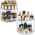 2 Set 2 Tier Non-Skid Acrylic Lazy Susan Organizer - Rotating Spice Rack - Turntable Spinning Organization for Kitchen, Pantry, Countertop, Closet, Bathroom, Vanity, Medicine Cabinet Organizing, 10'' by MakeLifeBetterEasier