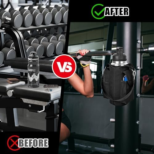icolor Magnetic Gym Bag Water Bottle Carrier Holder with Phone Pockets & Shoulder Strap,Gym Magnetic Bag 5 Built-in Magnets Gym Accessories Organizer Sling Bottle Bag Pouch Sleeve - Image 6