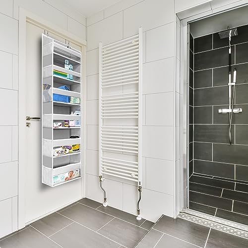 HOMELUX THEORY Over the Door Organizer, 6-Tier, 100D Fabric Transparent 1pc | Over the door shoe organizer, 50 lbs capacity, 12 side mesh pockets, 100D extra thick fabric, Closet & entryway storage - Image 5