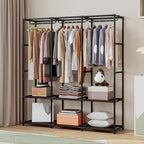 SORCEDAS Portable Closet Wardrobe with Hanging Rods Shelves Clothes Storage - Image 3
