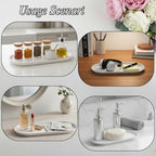 Small Silicone Tray 8.7" White Oval Catch All Decorative Tray for Vanity Bathroom Desk - Image 5