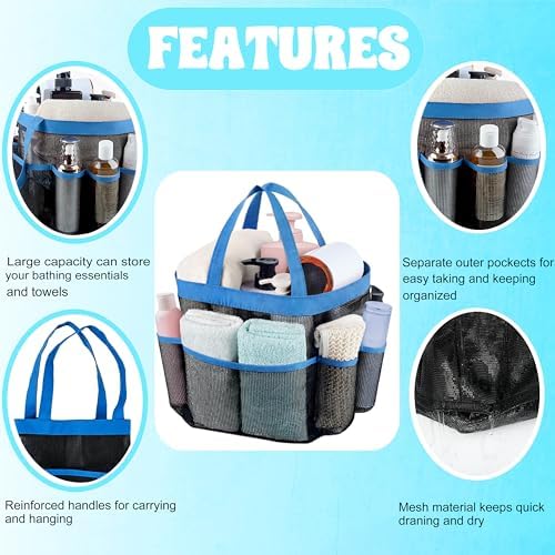 Mesh Shower Caddy Portable - 9 Pockets, Shower Bag for Dorm Room Camping - Image 3
