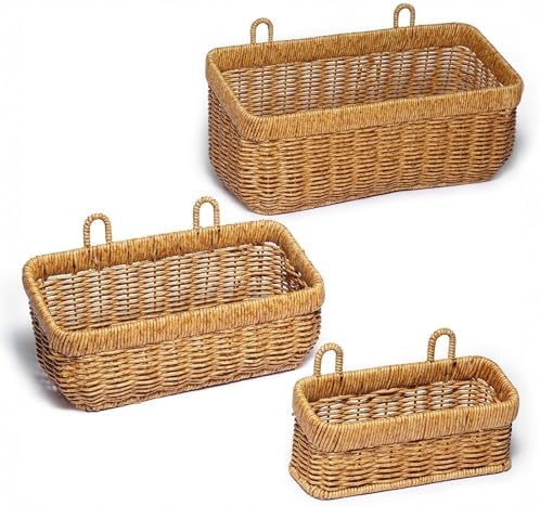 Wall Hanging Baskets for Bathroom, Kitchen, Over Door Organizing, Set of 3 by Nicestand