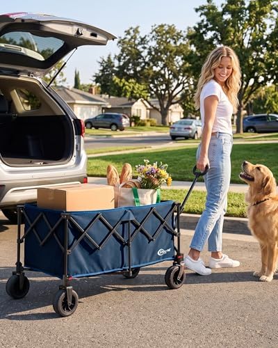 Portal Ultra Compact Folding Wagon Cart with Brakes, 300L Large Cart - Image 2